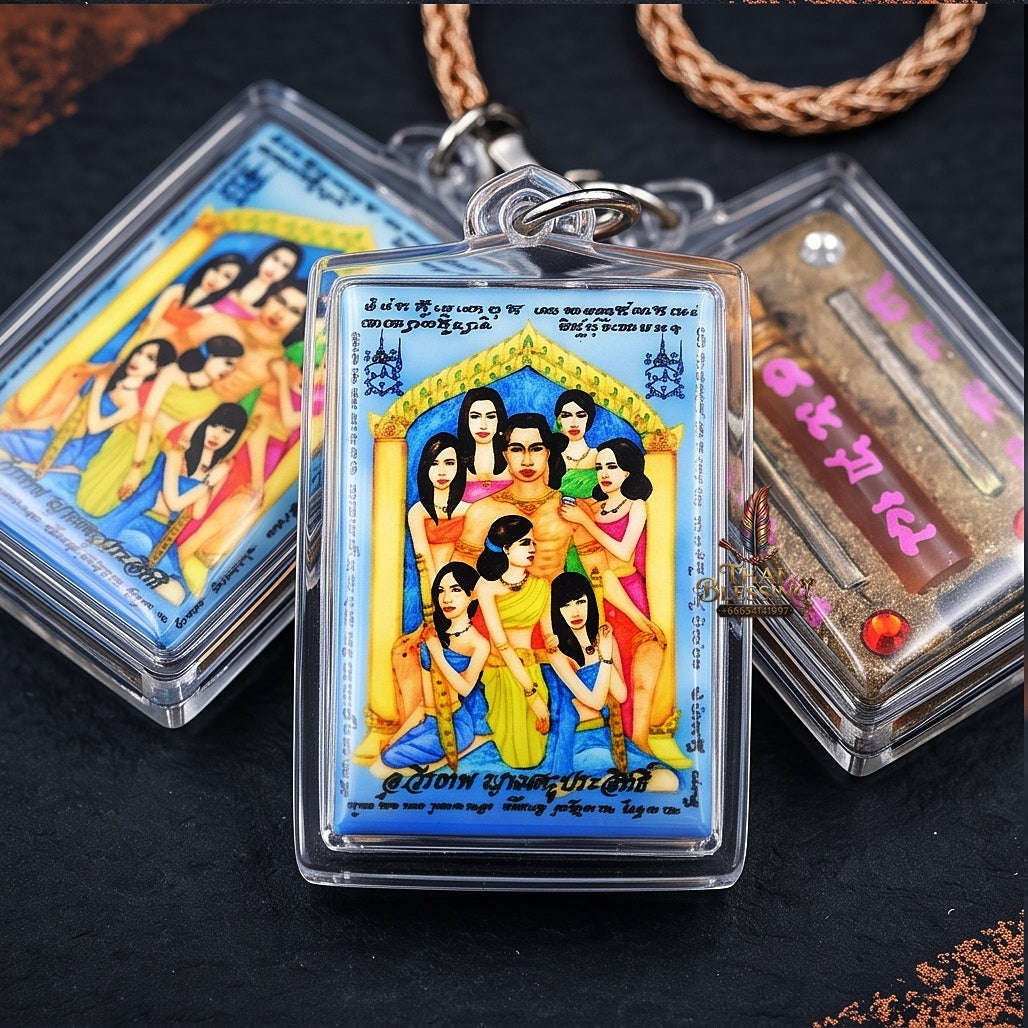 Master-Grade Necromantic Seven Celestial Maidens of Sacrifice (7 Nang Phli) Ong Khru Teacher-Grade & Sovereign Oil-Submerged Maha Saneh Sacred Locket Thai Blessing Co By RURUECHA