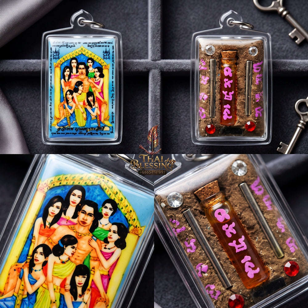 Master-Grade Necromantic Seven Celestial Maidens of Sacrifice (7 Nang Phli) Ong Khru Teacher-Grade & Sovereign Oil-Submerged Maha Saneh Sacred Locket Thai Blessing Co By RURUECHA