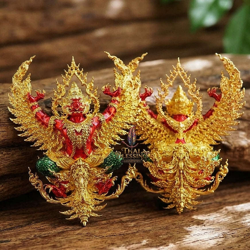 Master-Grade Phaya Khrut Phaya Wentai Thong Lam-U Brass Base Gold-Plated with Sacred Enameling Consecrated Edition Thai Blessing Co By RURUECHA