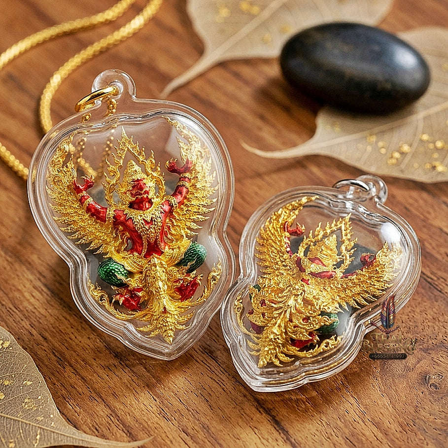 Master-Grade Phaya Khrut Phaya Wentai Thong Lam-U Brass Base Gold-Plated with Sacred Enameling Consecrated Edition Thai Blessing Co By RURUECHA