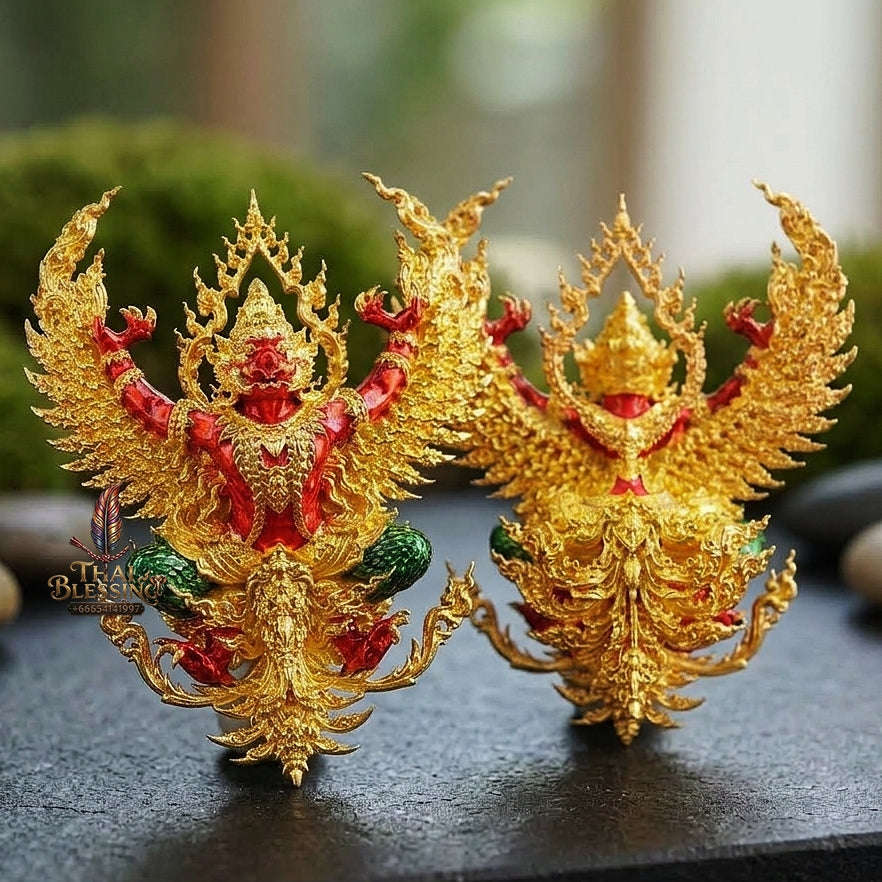Master-Grade Phaya Khrut Phaya Wentai Thong Lam-U Brass Base Gold-Plated with Sacred Enameling Consecrated Edition Thai Blessing Co By RURUECHA