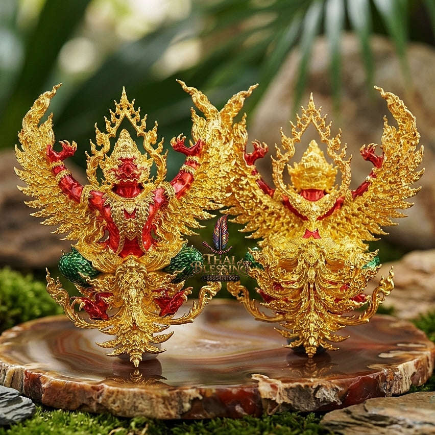 Master-Grade Phaya Khrut Phaya Wentai Thong Lam-U Brass Base Gold-Plated with Sacred Enameling Consecrated Edition Thai Blessing Co By RURUECHA
