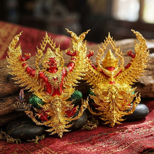 Master-Grade Phaya Khrut Phaya Wentai Thong Lam-U Brass Base Gold-Plated with Sacred Enameling Consecrated Edition Thai Blessing Co By RURUECHA