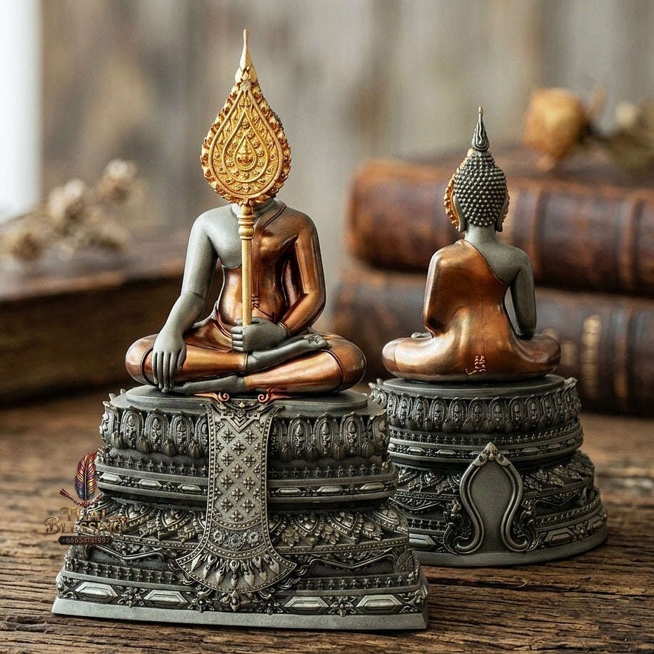 Master-Grade Phra Chai Lang Chang Satin Silver-Plated Bronze with Yellow Robe Enameling Edition Luang Pu Yun Wat Nong Pa Mak BE 2568 Thai Amulet Collectible Thai Blessing Co By RURUECHA