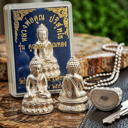 Master-Grade Phra Kring Chin Banchon Khun Ngen Khun Thong Pure Silver Edition Luang Pho Khun Wat Ban Rai BE 2556 Thai Amulet Collectible Thai Blessing Co By RURUECHA