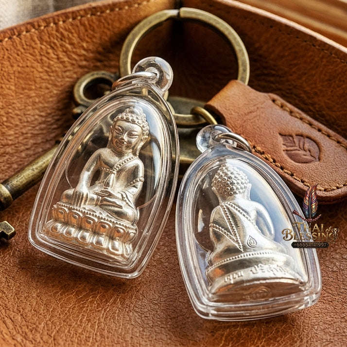 Master-Grade Phra Kring Chin Banchon Khun Ngen Khun Thong Pure Silver Edition Luang Pho Khun Wat Ban Rai BE 2556 Thai Amulet Collectible Thai Blessing Co By RURUECHA