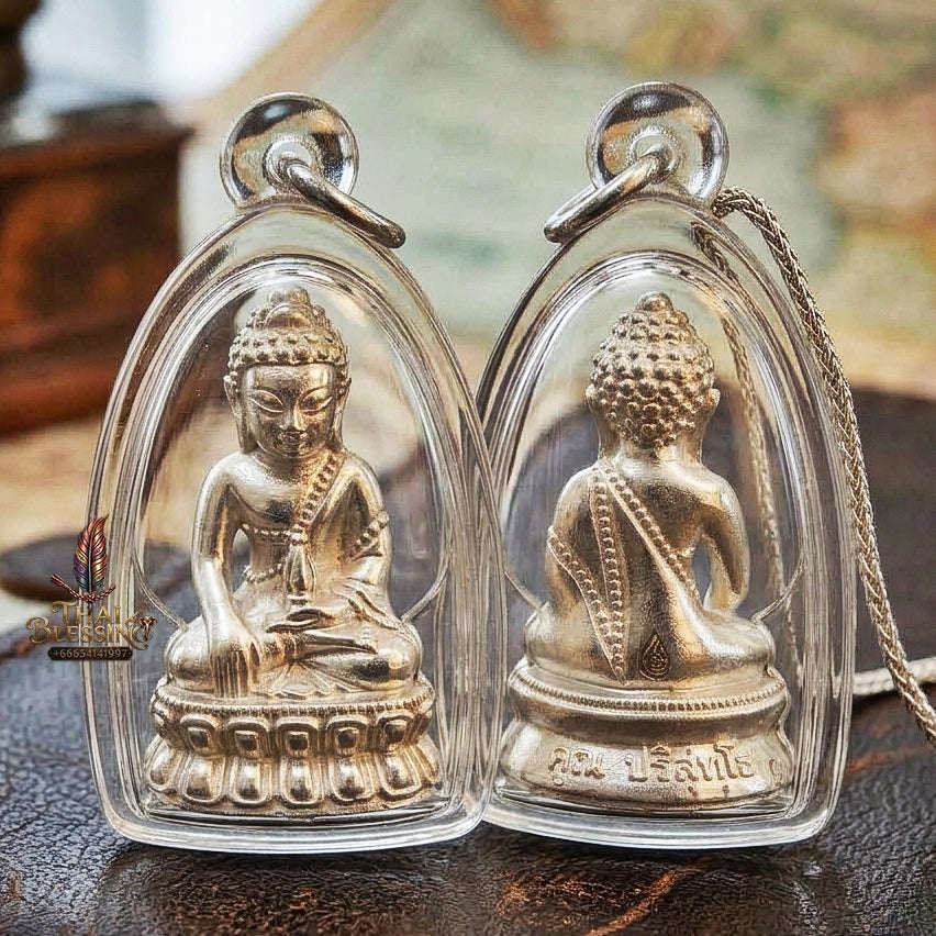 Master-Grade Phra Kring Chin Banchon Khun Ngen Khun Thong Pure Silver Edition Luang Pho Khun Wat Ban Rai BE 2556 Thai Amulet Collectible Thai Blessing Co By RURUECHA