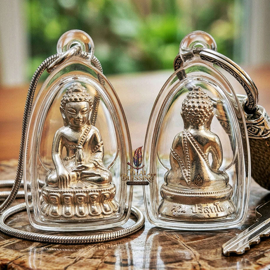 Master-Grade Phra Kring Chin Banchon Khun Ngen Khun Thong Pure Silver Edition Luang Pho Khun Wat Ban Rai BE 2556 Thai Amulet Collectible Thai Blessing Co By RURUECHA