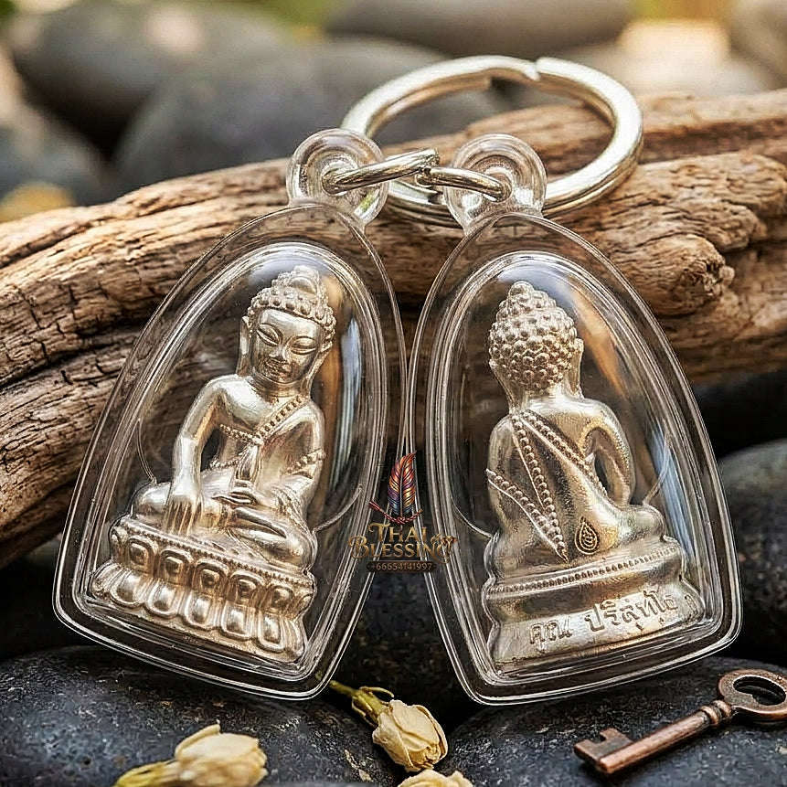 Master-Grade Phra Kring Chin Banchon Khun Ngen Khun Thong Pure Silver Edition Luang Pho Khun Wat Ban Rai BE 2556 Thai Amulet Collectible Thai Blessing Co By RURUECHA