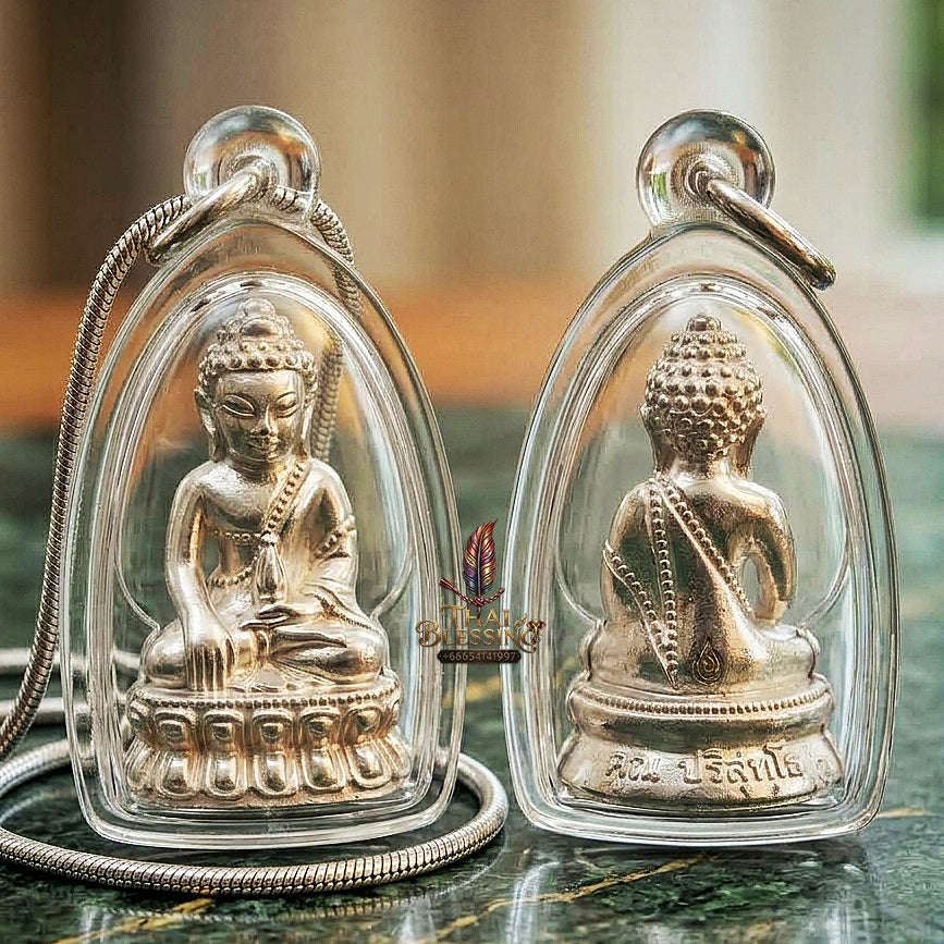 Master-Grade Phra Kring Chin Banchon Khun Ngen Khun Thong Pure Silver Edition Luang Pho Khun Wat Ban Rai BE 2556 Thai Amulet Collectible Thai Blessing Co By RURUECHA