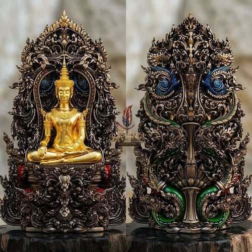 Master-Grade Phra Kring Phong Suphan Satin Bronze with Sacred Enamel & Gold-Plated Buddha Figure Edition Wat Phra Si Rattana Mahathat Thai Blessing Co By RURUECHA