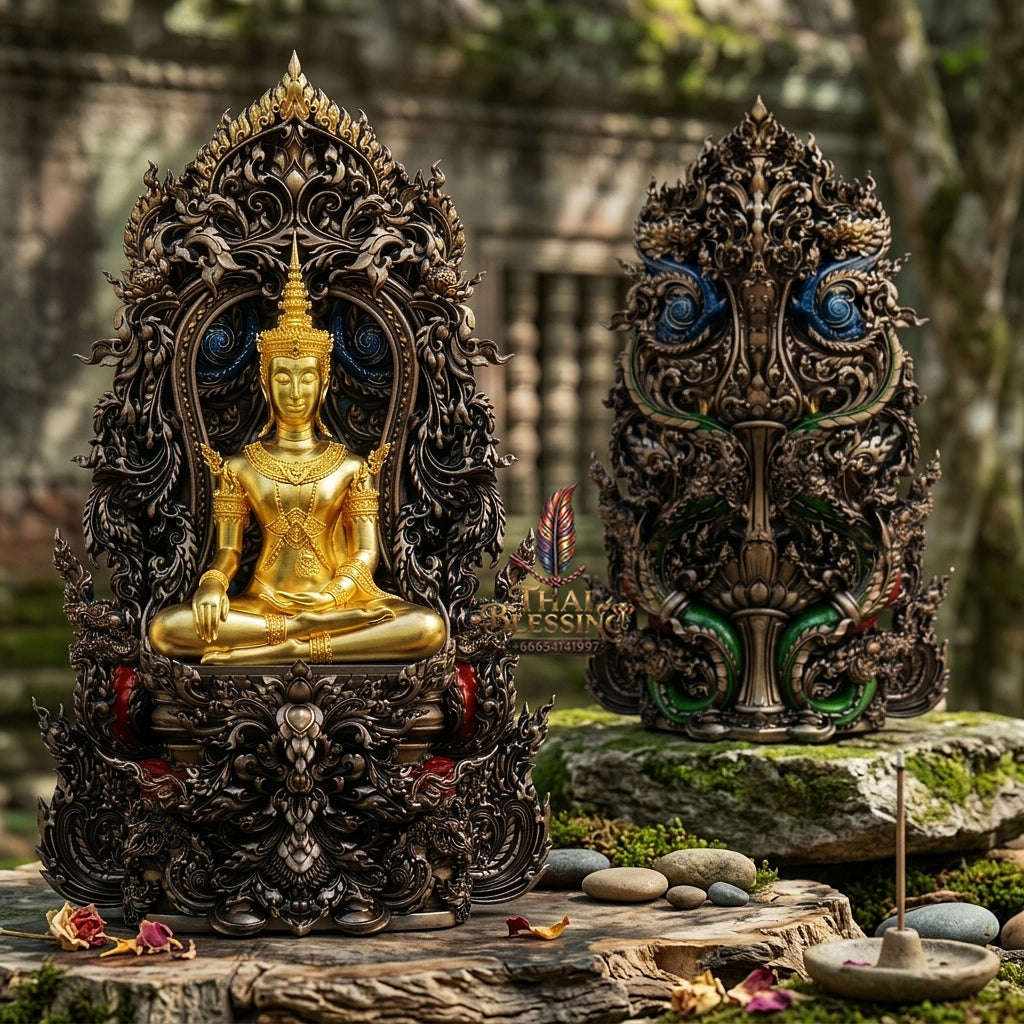 Master-Grade Phra Kring Phong Suphan Satin Bronze with Sacred Enamel & Gold-Plated Buddha Figure Edition Wat Phra Si Rattana Mahathat Thai Blessing Co By RURUECHA