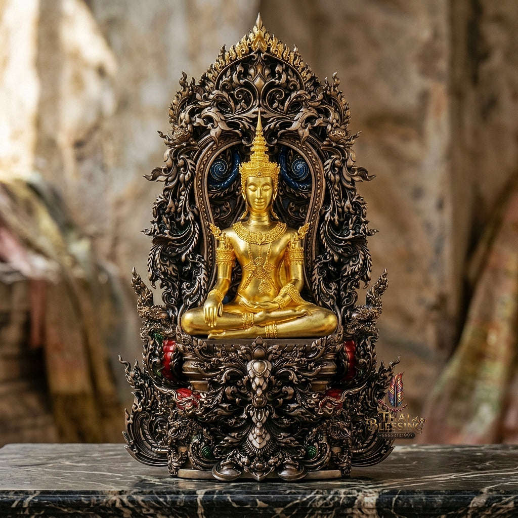 Master-Grade Phra Kring Phong Suphan Satin Bronze with Sacred Enamel & Gold-Plated Buddha Figure Edition Wat Phra Si Rattana Mahathat Thai Blessing Co By RURUECHA