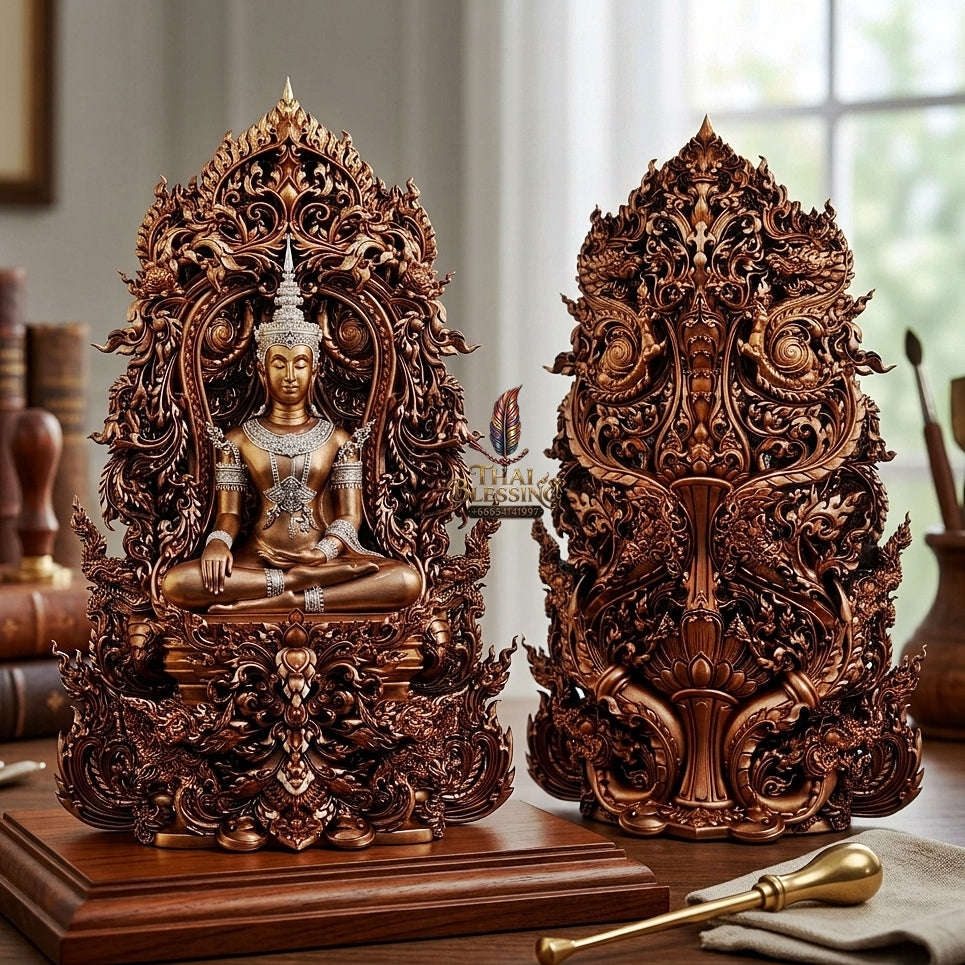 Master-Grade Phra Kring Phong Suphan Sovereign Royal Attire Edition Sacred Nine-Metal Alloy (Nawa Loha) Polished Finish Wat Phra Si Rattana Mahathat Suphanburi Thai Amulet Collectible Thai Blessing Co By RURUECHA