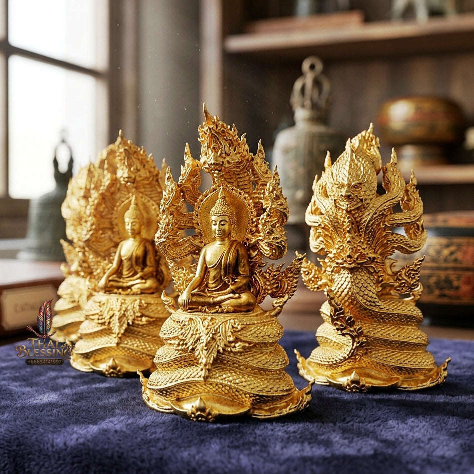 Master-Grade Phra Naga Prok Phra Phuttha Sri Sattanakaraj Phithak VIP Gold-Plated with Sacred Enameling Framed Edition Luang Pho Wichit Anuchato BE 2567 Thai Amulet Collectible Thai Blessing Co By RURUECHA