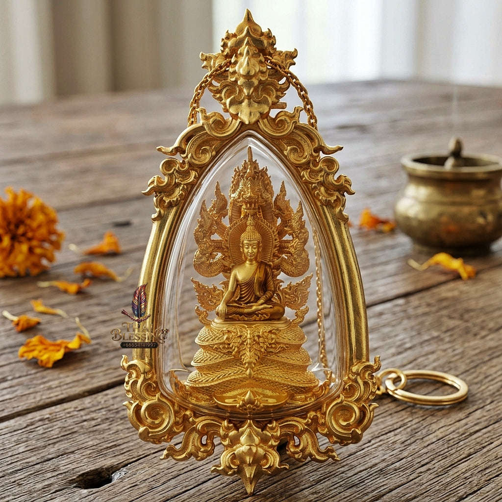 Master-Grade Phra Naga Prok Phra Phuttha Sri Sattanakaraj Phithak VIP Gold-Plated with Sacred Enameling Framed Edition Luang Pho Wichit Anuchato BE 2567 Thai Amulet Collectible Thai Blessing Co By RURUECHA