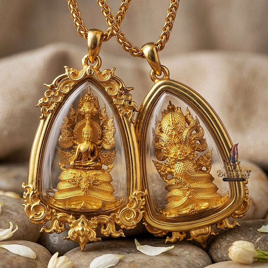Master-Grade Phra Naga Prok Phra Phuttha Sri Sattanakaraj Phithak VIP Gold-Plated with Sacred Enameling Framed Edition Luang Pho Wichit Anuchato BE 2567 Thai Amulet Collectible Thai Blessing Co By RURUECHA