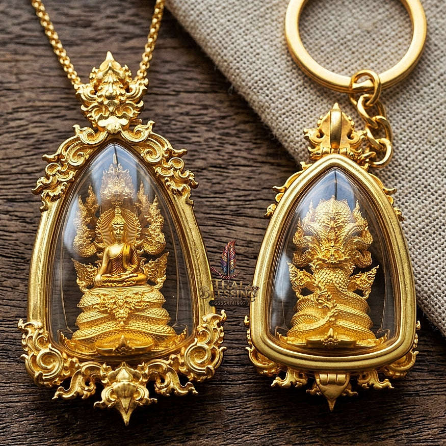 Master-Grade Phra Naga Prok Phra Phuttha Sri Sattanakaraj Phithak VIP Gold-Plated with Sacred Enameling Framed Edition Luang Pho Wichit Anuchato BE 2567 Thai Amulet Collectible Thai Blessing Co By RURUECHA