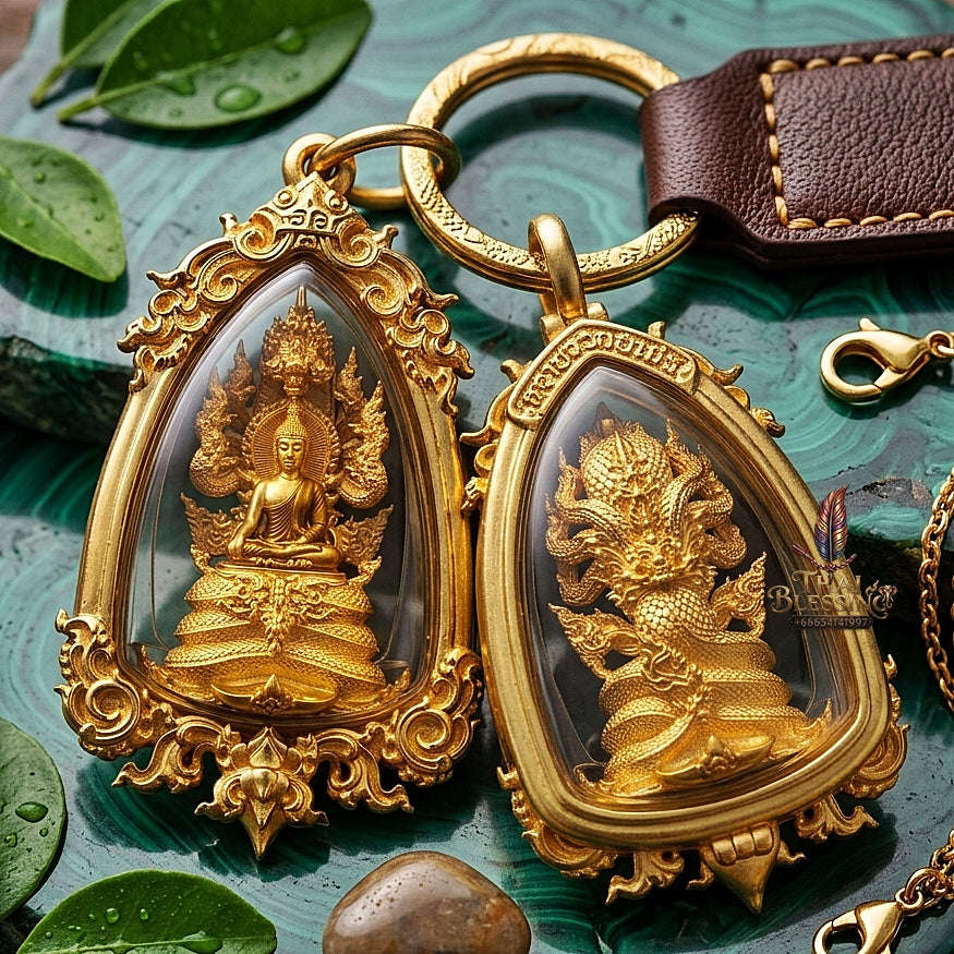 Master-Grade Phra Naga Prok Phra Phuttha Sri Sattanakaraj Phithak VIP Gold-Plated with Sacred Enameling Framed Edition Luang Pho Wichit Anuchato BE 2567 Thai Amulet Collectible Thai Blessing Co By RURUECHA