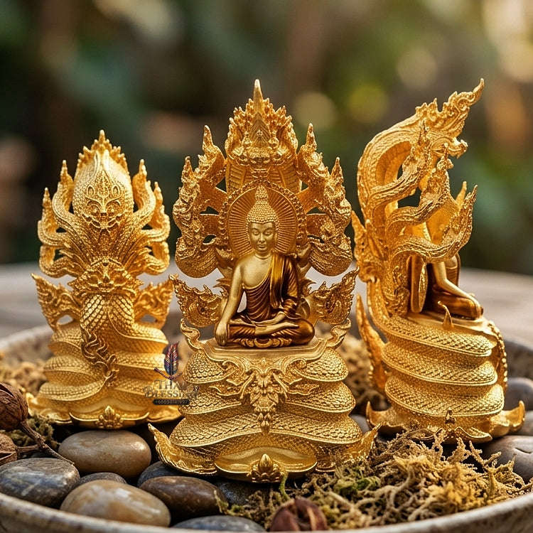 Master-Grade Phra Naga Prok Phra Phuttha Sri Sattanakaraj Phithak VIP Gold-Plated with Sacred Enameling Framed Edition Luang Pho Wichit Anuchato BE 2567 Thai Amulet Collectible Thai Blessing Co By RURUECHA