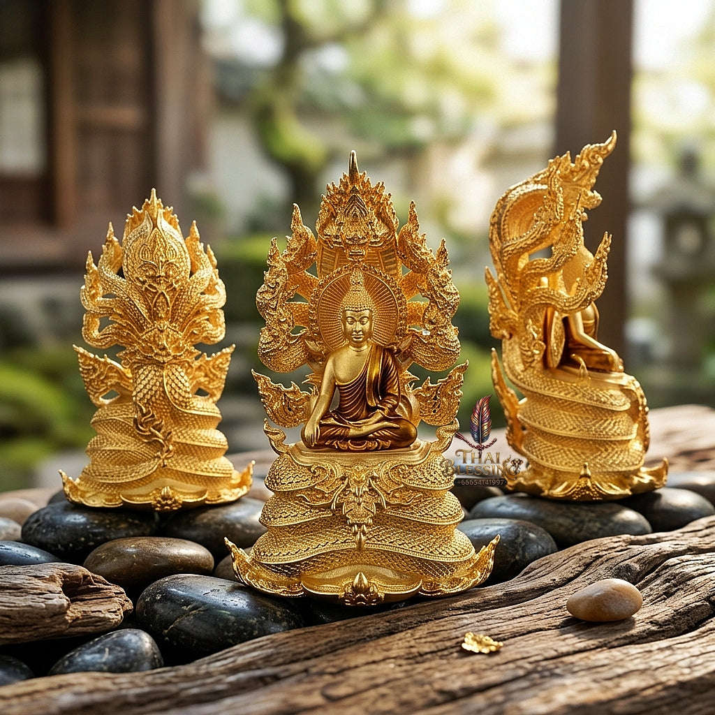 Master-Grade Phra Naga Prok Phra Phuttha Sri Sattanakaraj Phithak VIP Gold-Plated with Sacred Enameling Framed Edition Luang Pho Wichit Anuchato BE 2567 Thai Amulet Collectible Thai Blessing Co By RURUECHA