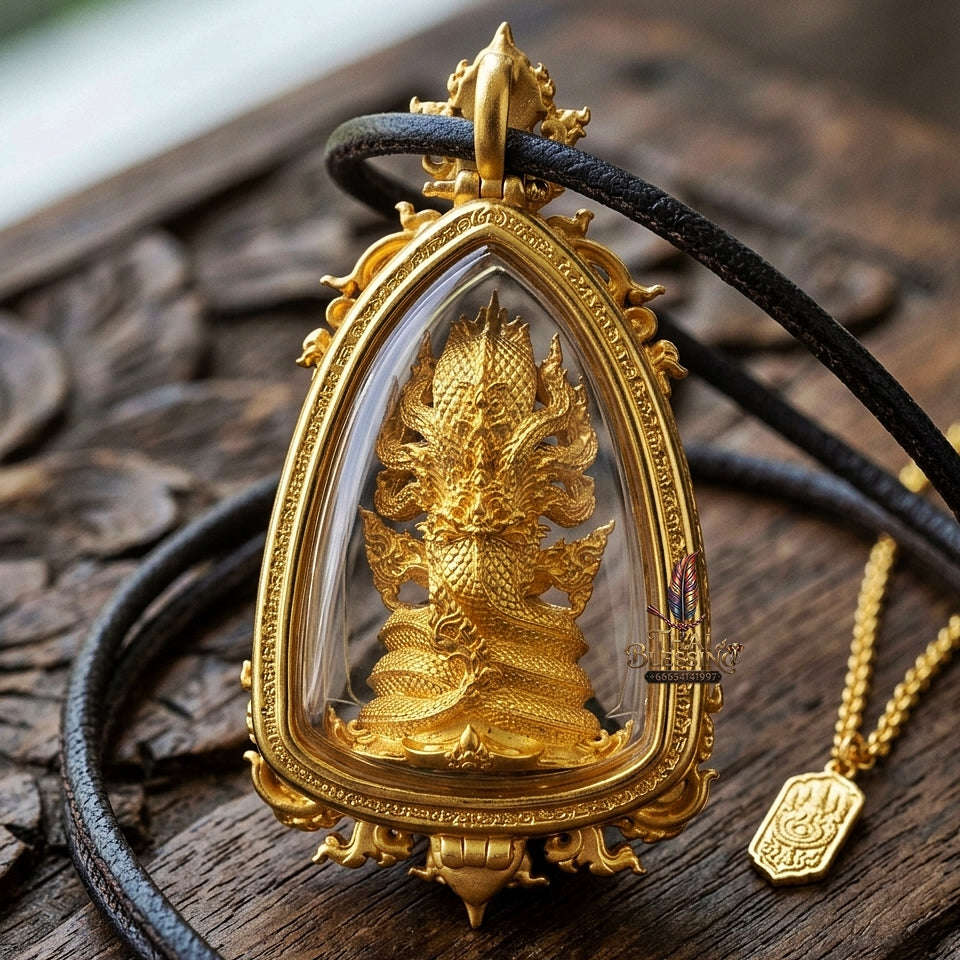 Master-Grade Phra Naga Prok Phra Phuttha Sri Sattanakaraj Phithak VIP Gold-Plated with Sacred Enameling Framed Edition Luang Pho Wichit Anuchato BE 2567 Thai Amulet Collectible Thai Blessing Co By RURUECHA