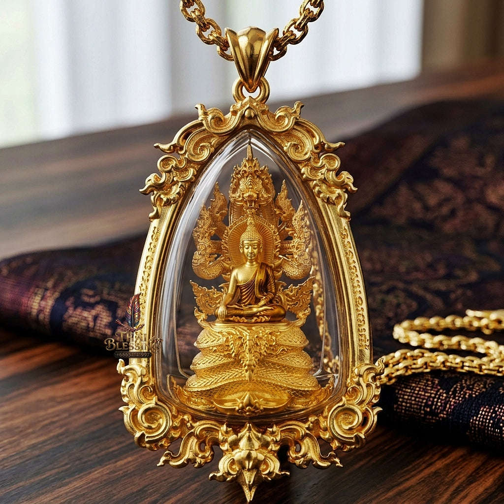Master-Grade Phra Naga Prok Phra Phuttha Sri Sattanakaraj Phithak VIP Gold-Plated with Sacred Enameling Framed Edition Luang Pho Wichit Anuchato BE 2567 Thai Amulet Collectible Thai Blessing Co By RURUECHA