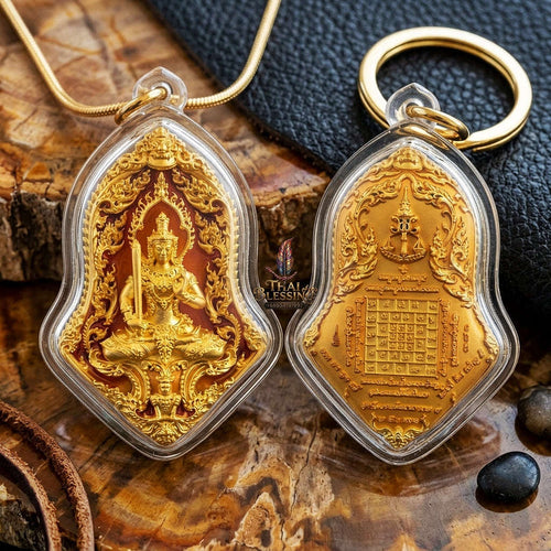 Master-Grade Phra Phaisarop (Thao Wessuwan) Prathan Phon VIP Edition Gold-Plated Bronze with Orange Enameling Wat Chulamanee Samut Songkhram Thai Amulet Collectible Thai Blessing Co By RURUECHA