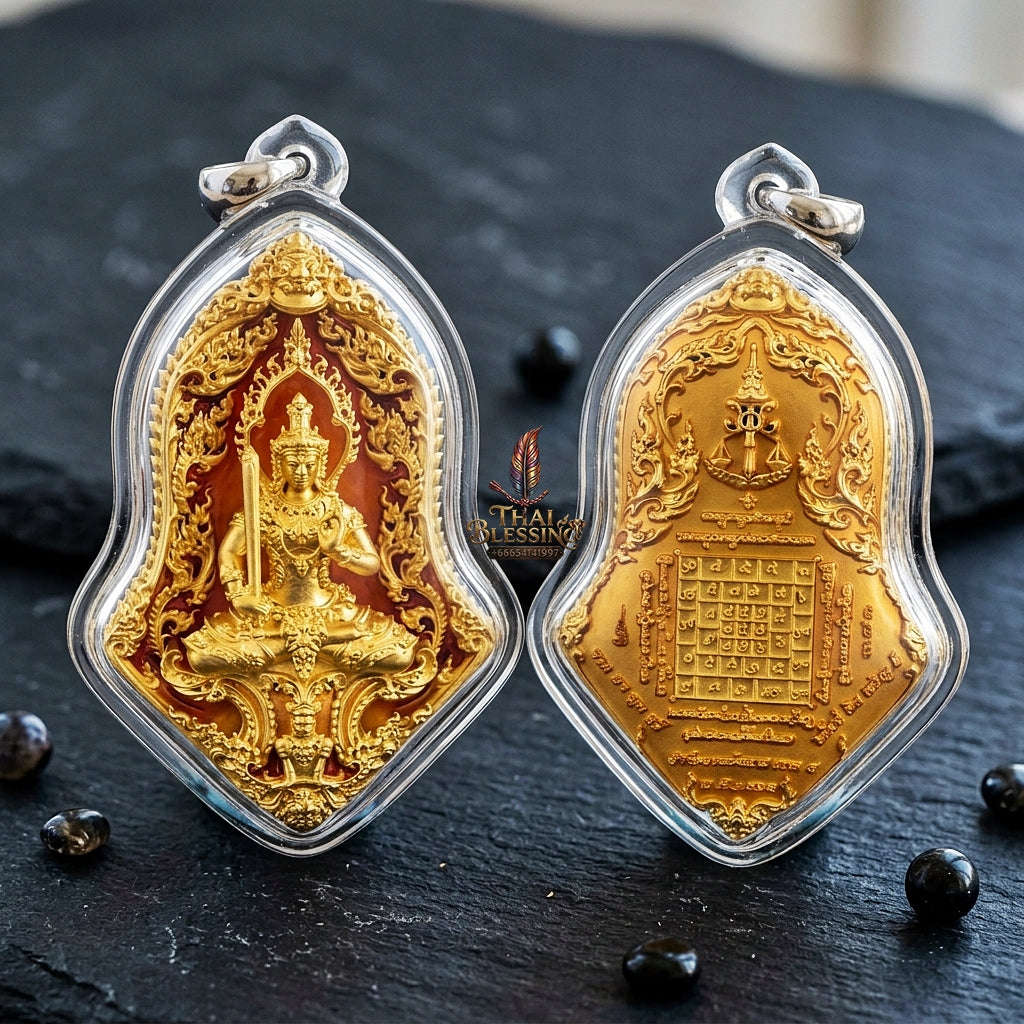 Master-Grade Phra Phaisarop (Thao Wessuwan) Prathan Phon VIP Edition Gold-Plated Bronze with Orange Enameling Wat Chulamanee Samut Songkhram Thai Amulet Collectible Thai Blessing Co By RURUECHA