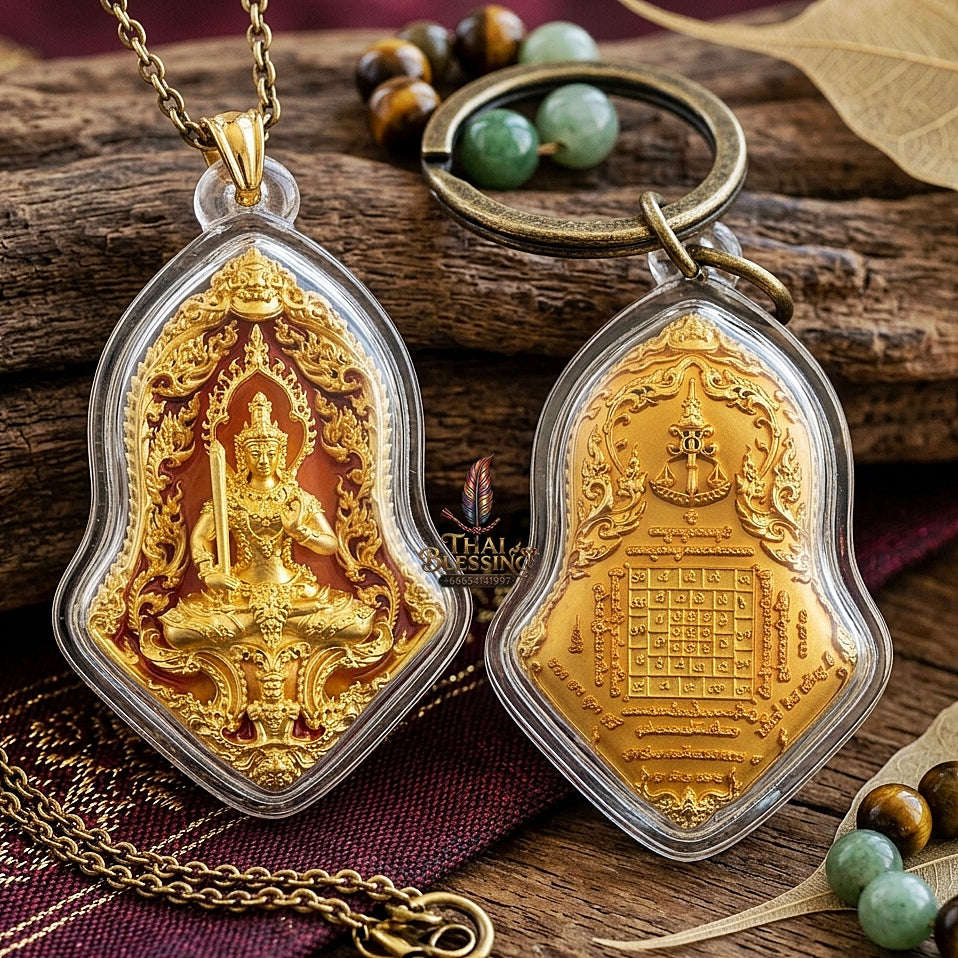Master-Grade Phra Phaisarop (Thao Wessuwan) Prathan Phon VIP Edition Gold-Plated Bronze with Orange Enameling Wat Chulamanee Samut Songkhram Thai Amulet Collectible Thai Blessing Co By RURUECHA