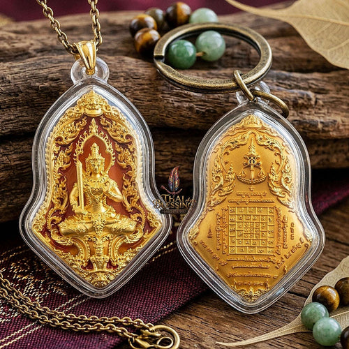Master-Grade Phra Phaisarop (Thao Wessuwan) Prathan Phon VIP Edition Gold-Plated Bronze with Orange Enameling Wat Chulamanee Samut Songkhram Thai Amulet Collectible Thai Blessing Co By RURUECHA