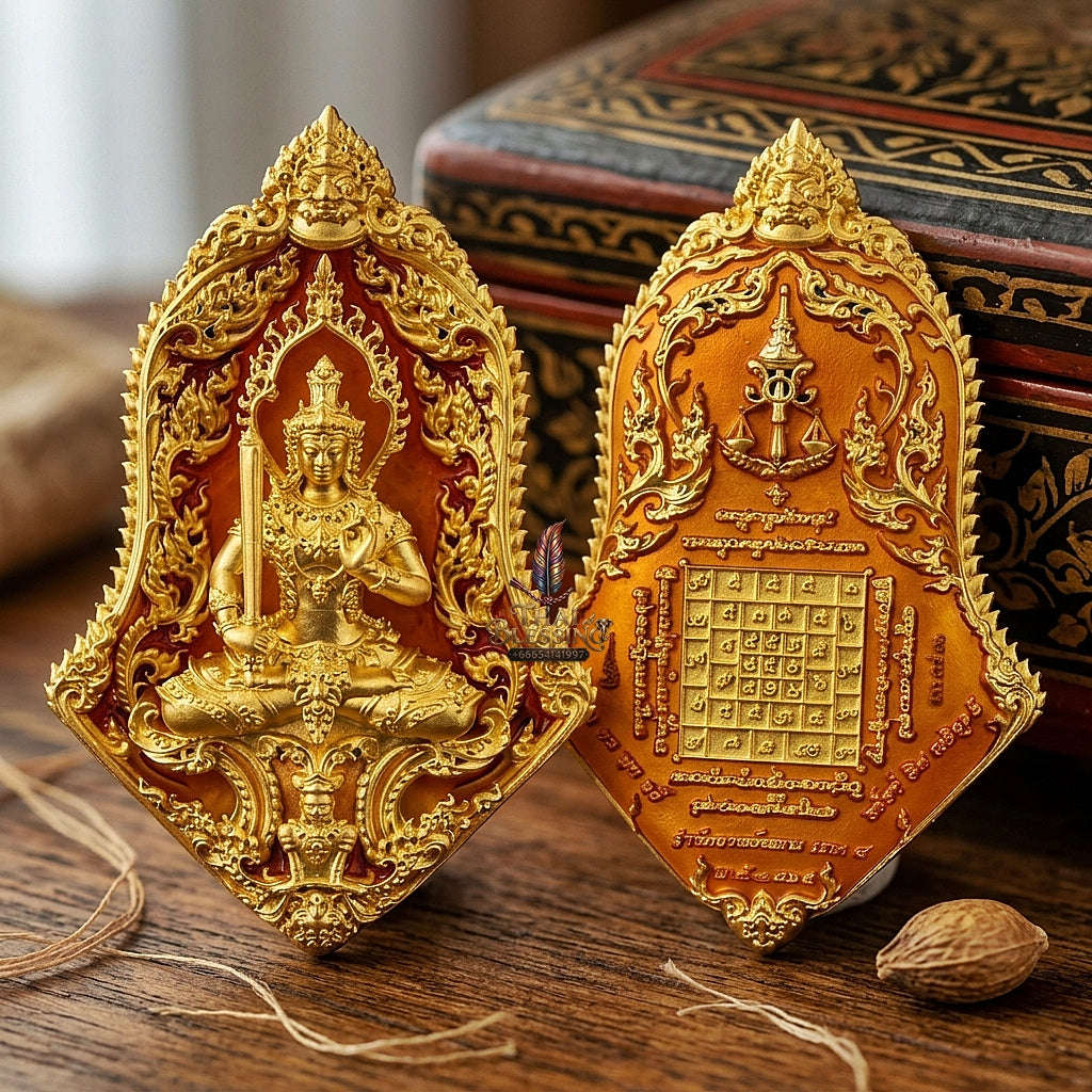 Master-Grade Phra Phaisarop (Thao Wessuwan) Prathan Phon VIP Edition Gold-Plated Bronze with Orange Enameling Wat Chulamanee Samut Songkhram Thai Amulet Collectible Thai Blessing Co By RURUECHA
