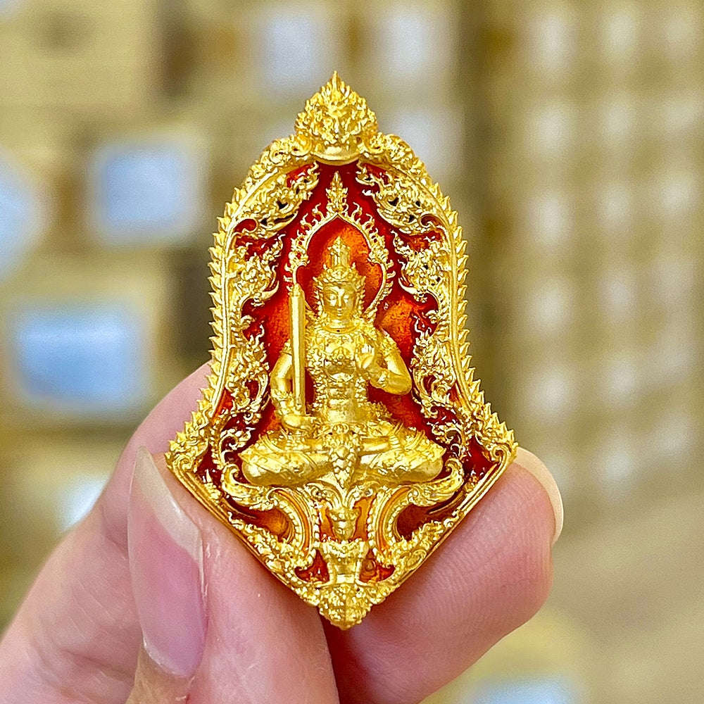 Master-Grade Phra Phaisarop (Thao Wessuwan) Prathan Phon VIP Edition Gold-Plated Bronze with Orange Enameling Wat Chulamanee Samut Songkhram Thai Amulet Collectible Thai Blessing Co By RURUECHA