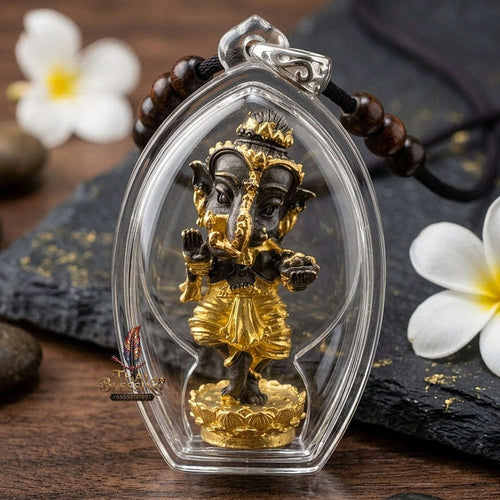 Master-Grade Phra Phikhanet Noi (Ganesha Nātaya) Ancient Bell Bronze Base Gold Accents Blessed Thai Blessing Co By RURUECHA