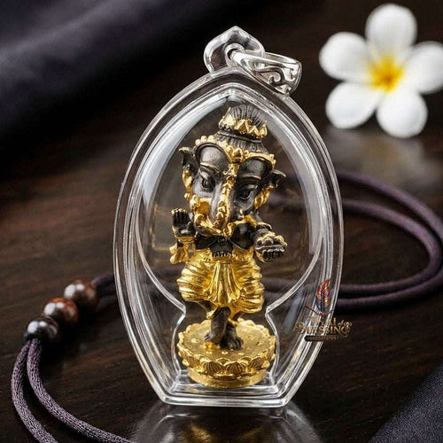 Master-Grade Phra Phikhanet Noi (Ganesha Nātaya) Ancient Bell Bronze Base Gold Accents Blessed Thai Blessing Co By RURUECHA