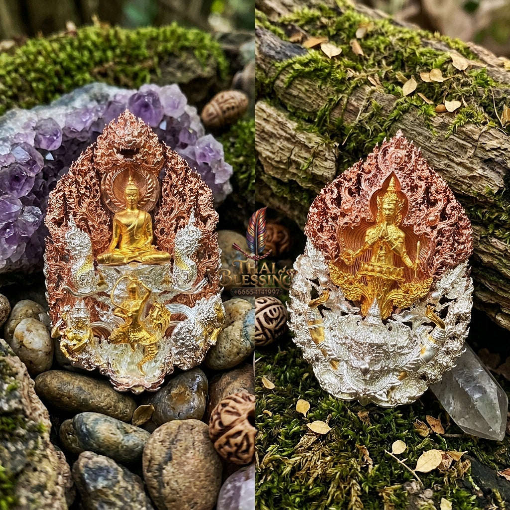 Master-Grade Phra Phuttha Chaimongkhon Phat Baramee (Charoen Lap Chana Mara) Bronze 3K Tri-Color Gold Plated Limited Edition Thai Blessing Co By RURUECHA