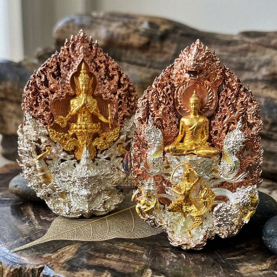 Master-Grade Phra Phuttha Chaimongkhon Phat Baramee (Charoen Lap Chana Mara) Bronze 3K Tri-Color Gold Plated Limited Edition Thai Blessing Co By RURUECHA