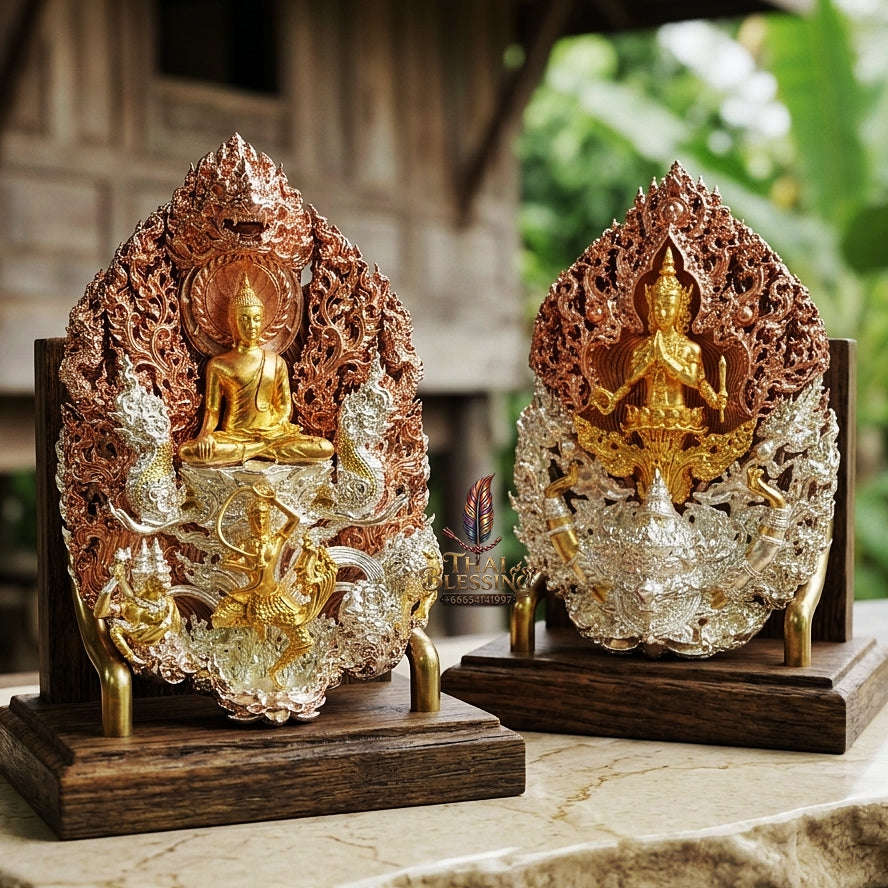 Master-Grade Phra Phuttha Chaimongkhon Phat Baramee (Charoen Lap Chana Mara) Bronze 3K Tri-Color Gold Plated Limited Edition Thai Blessing Co By RURUECHA