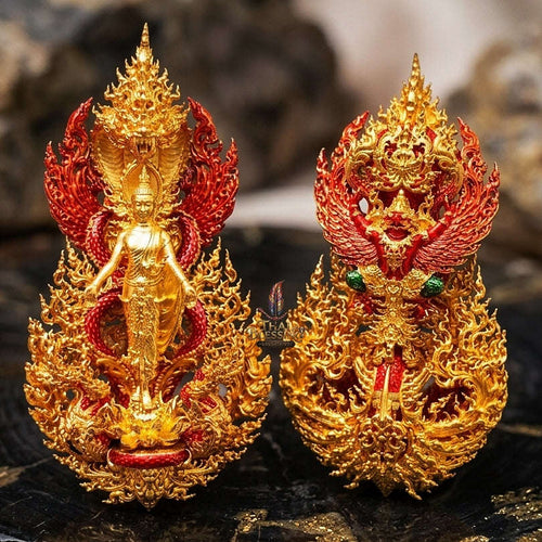 Master-Grade Phra Phuttha Pattiharn Paet Lok Buddha of Miracles & Nagaprok Back Garuda Sacred Casting Edition Thai Blessing Co By RURUECHA