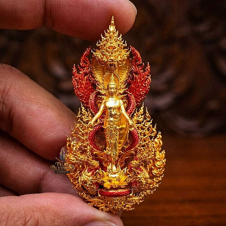 Master-Grade Phra Phuttha Pattiharn Paet Lok Buddha of Miracles & Nagaprok Back Garuda Sacred Casting Edition Thai Blessing Co By RURUECHA