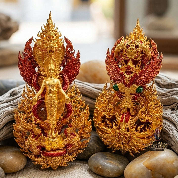 Master-Grade Phra Phuttha Pattiharn Paet Lok Buddha of Miracles & Nagaprok Back Garuda Sacred Casting Edition Thai Blessing Co By RURUECHA