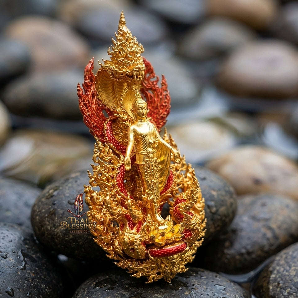 Master-Grade Phra Phuttha Pattiharn Paet Lok Buddha of Miracles & Nagaprok Back Garuda Sacred Casting Edition Thai Blessing Co By RURUECHA