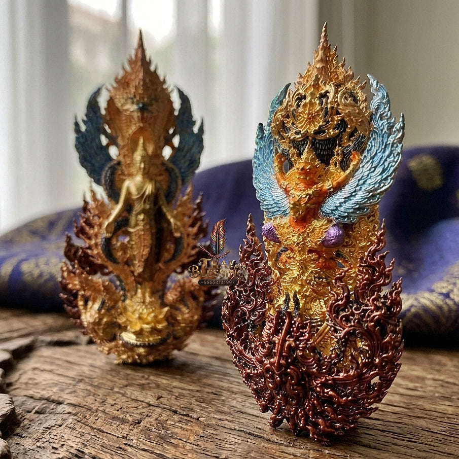 Master-Grade Phra Phuttha Pattiharn Paet Lok Sacred Chanuan 2K with Patina Enameling Nagaprok Back Garuda Sacred Casting Thai Blessing Co By RURUECHA