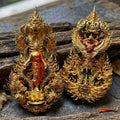 Master-Grade Phra Phuttha Pattiharn Paet Lok Sacred Chanuan Gold-Plated with Enameling Nagaprok Back Garuda Sacred Casting Edition Thai Blessing Co By RURUECHA