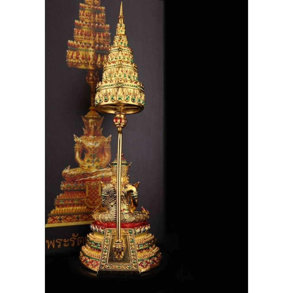 Master-Grade Phra Rattana 3K Gold-Plated Bronze Altar Statue Selection 3.4 with Tiered Chattra Consecrated Dual Ceremonies BE 2568 Thai Amulet Collectible Thai Blessing Co By RURUECHA