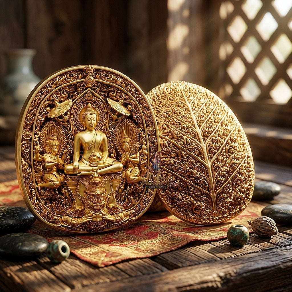 Master-Grade Southern Thai Yod Khun Phon Sovereign Warlord Amulet Gold-Plated Bronze Edition Wat Santi Worakhun Songkhla Collector-Grade Talisman Thai Blessing Co By RURUECHA