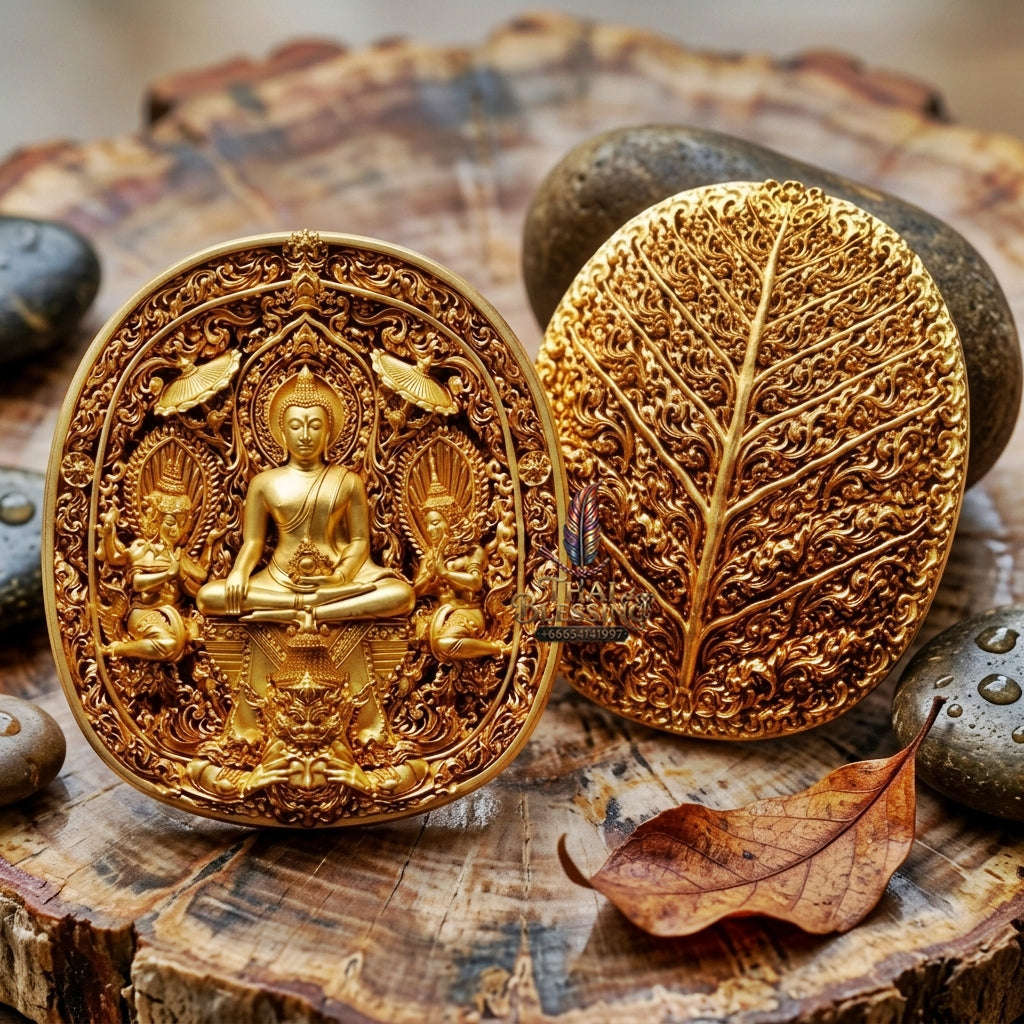 Master-Grade Southern Thai Yod Khun Phon Sovereign Warlord Amulet Gold-Plated Bronze Edition Wat Santi Worakhun Songkhla Collector-Grade Talisman Thai Blessing Co By RURUECHA