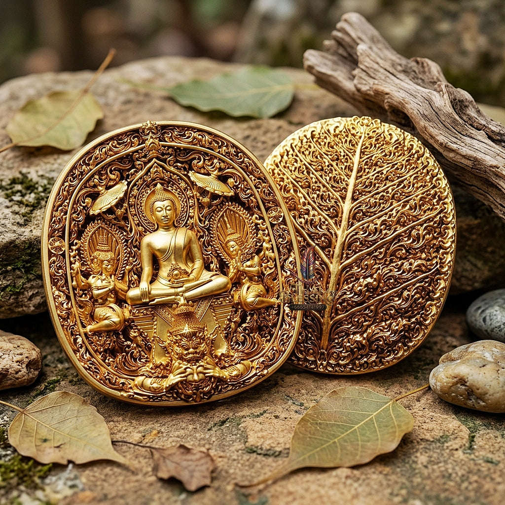 Master-Grade Southern Thai Yod Khun Phon Sovereign Warlord Amulet Gold-Plated Bronze Edition Wat Santi Worakhun Songkhla Collector-Grade Talisman Thai Blessing Co By RURUECHA