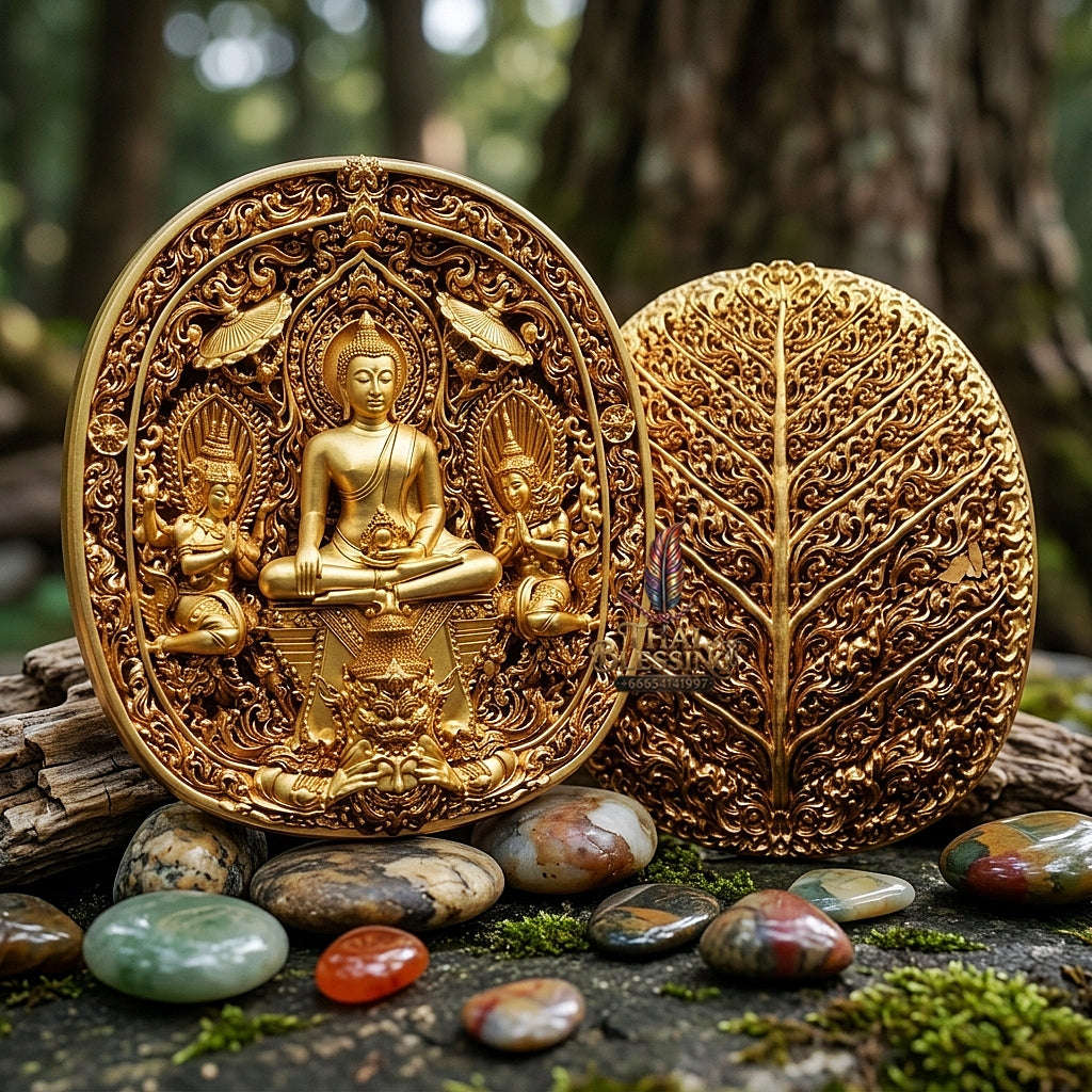 Master-Grade Southern Thai Yod Khun Phon Sovereign Warlord Amulet Gold-Plated Bronze Edition Wat Santi Worakhun Songkhla Collector-Grade Talisman Thai Blessing Co By RURUECHA