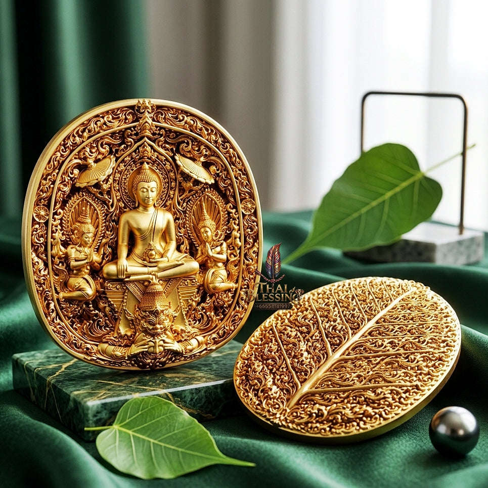 Master-Grade Southern Thai Yod Khun Phon Sovereign Warlord Amulet Gold-Plated Bronze Edition Wat Santi Worakhun Songkhla Collector-Grade Talisman Thai Blessing Co By RURUECHA